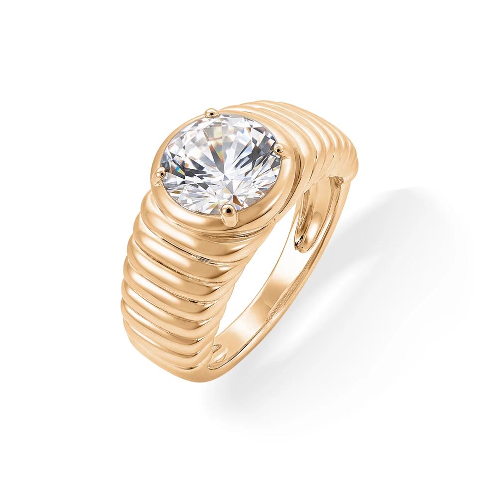Lab-Created White Sapphire Round Ring in 14K Gold Vermeil – Image 4 of 4