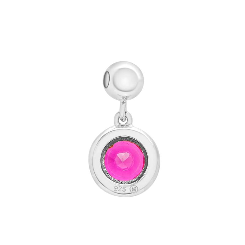 Lab-Created Ruby Birthstone Bead Charm in Sterling Silver – Image 3 of 3