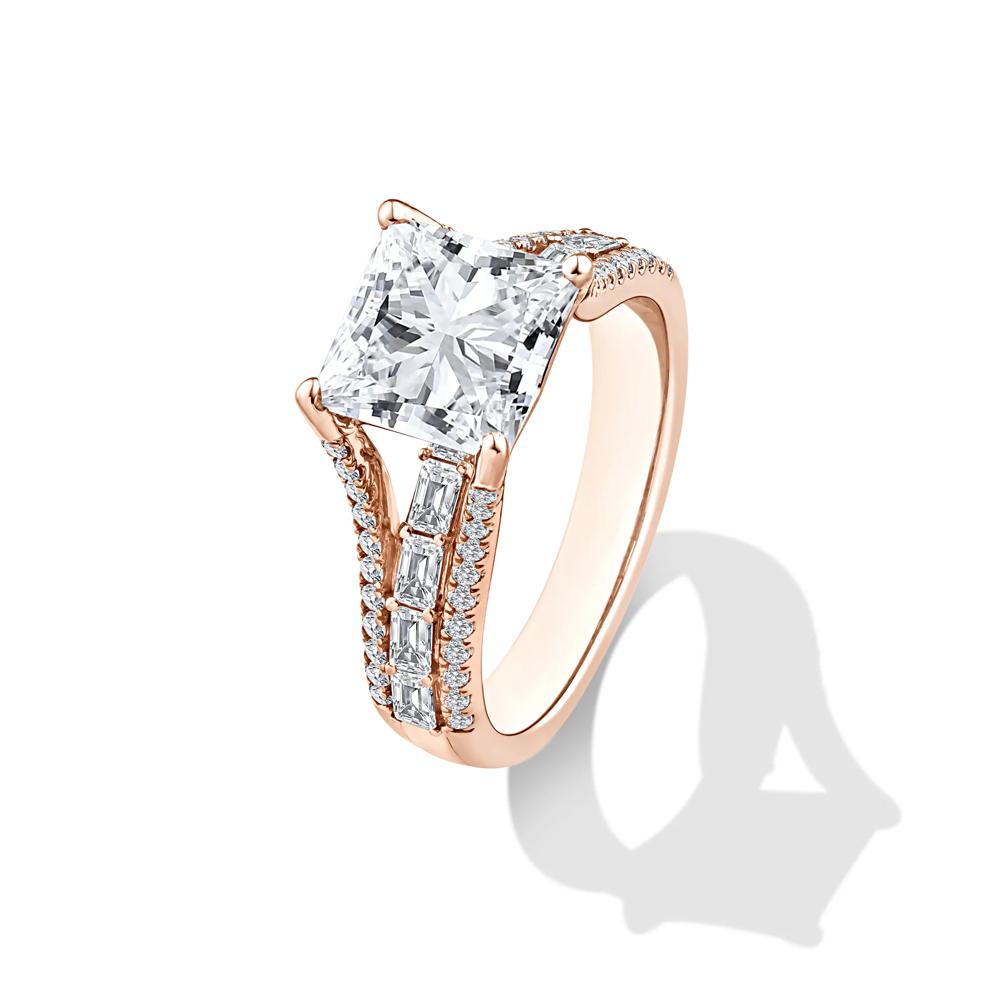 Lab Grown Diamond Princess-Cut Center Engagement Ring in 10K Rose Gold (3 3/4 ct. tw.) – Image 4 of 4