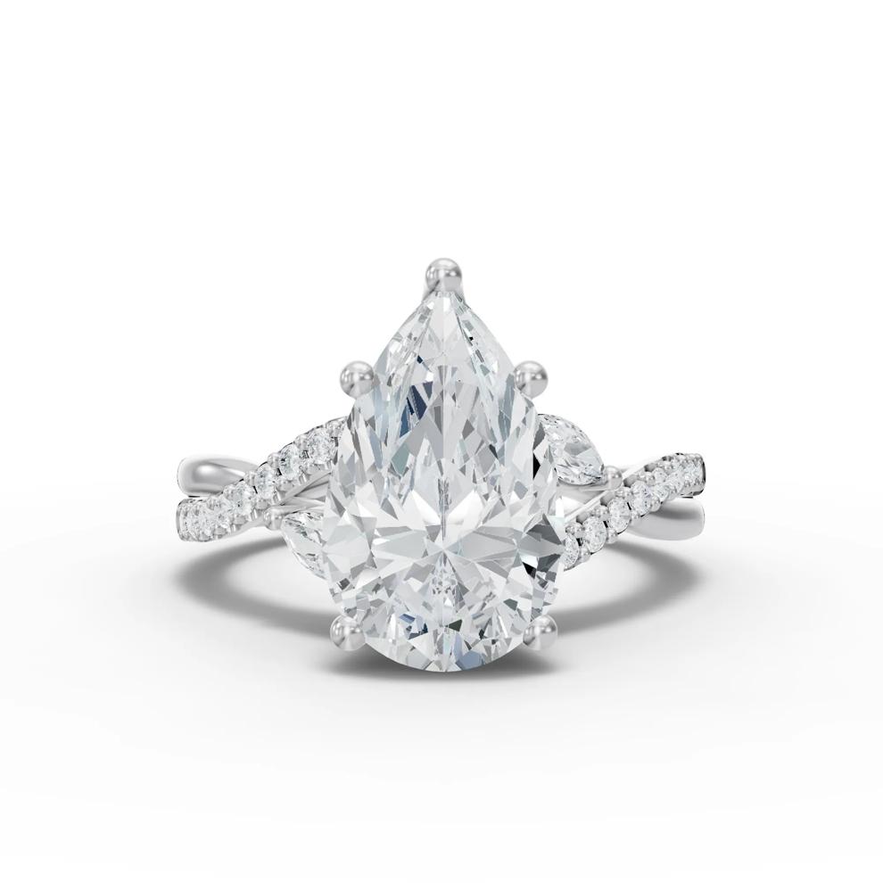 Lab Grown Diamond Pear Center Engagement Ring in 14K White Gold (3 1/3 ct. tw.) – Image 1 of 4