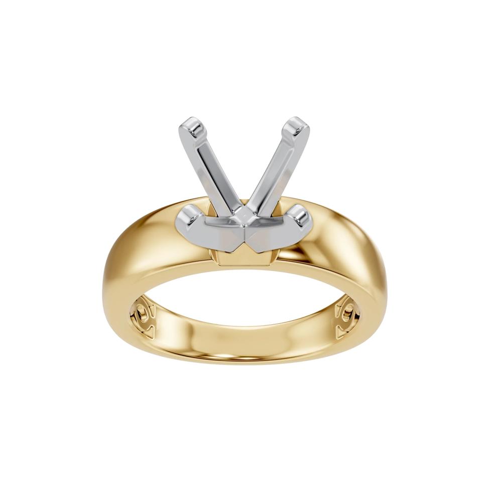 Solitaire Half-Round Semi-Mount Engagement Ring in 14K Yellow Gold (Setting Only) – Image 8 of 8
