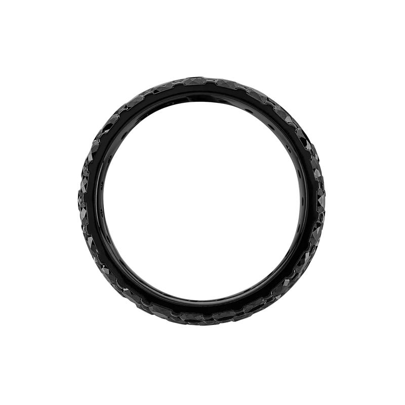 Men&#39;s Black Diamond Three-Row Eternity Band in Black Zirconium – Image 2 of 3