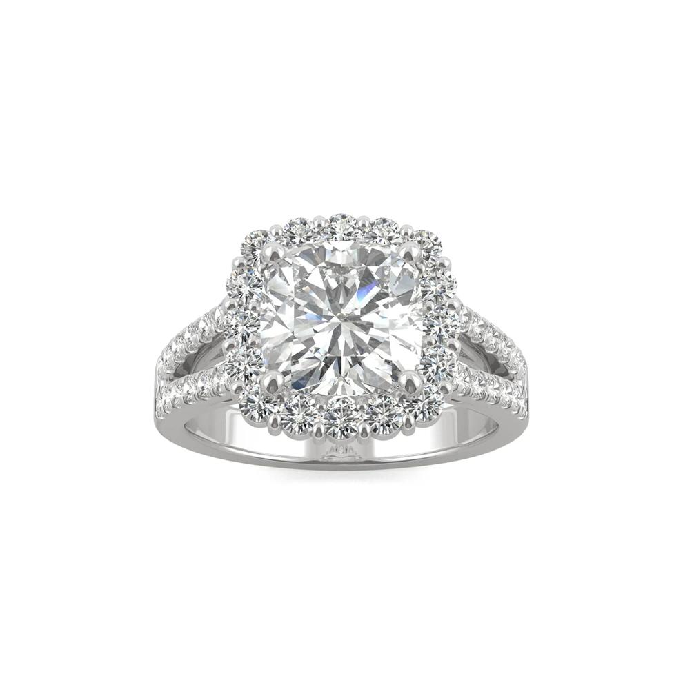 Hearts &amp; Arrows Moissanite Ring with Halo in 14K White Gold (2 7/8 ct. dew) – Image 3 of 5