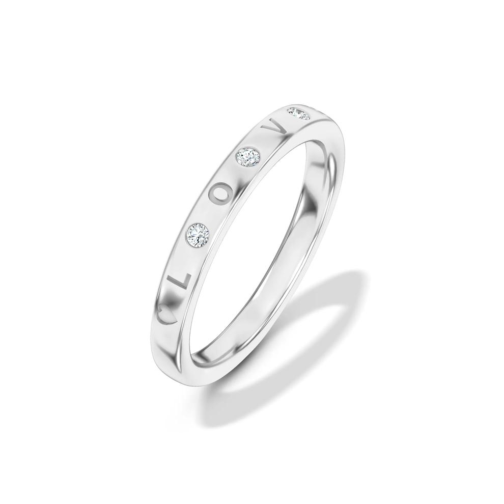 Diamond Accent "Love" Stack Band in 10K White Gold – Image 4 of 4