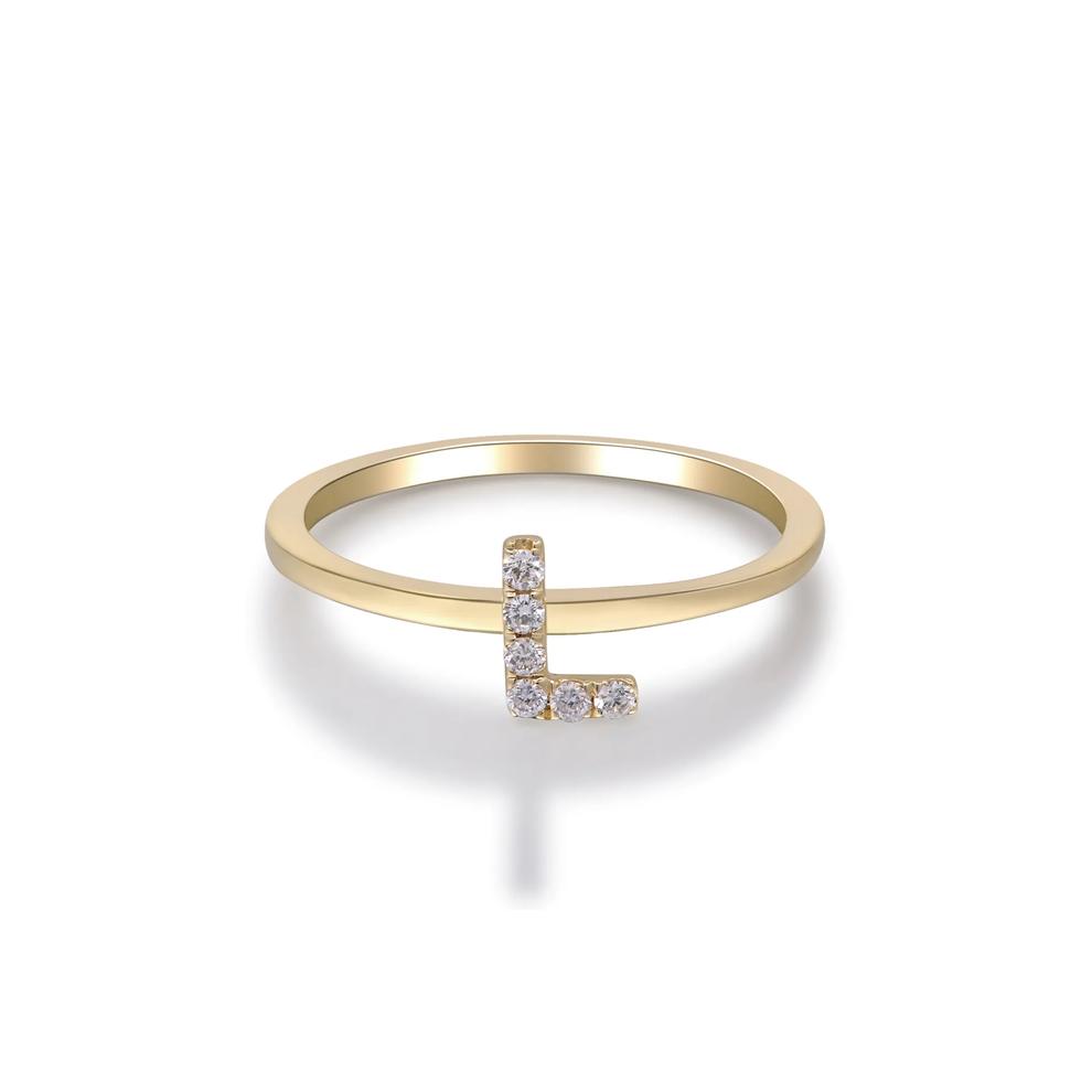 Diamond Accent "L" Initial Ring in 10K Yellow Gold – Image 5 of 5