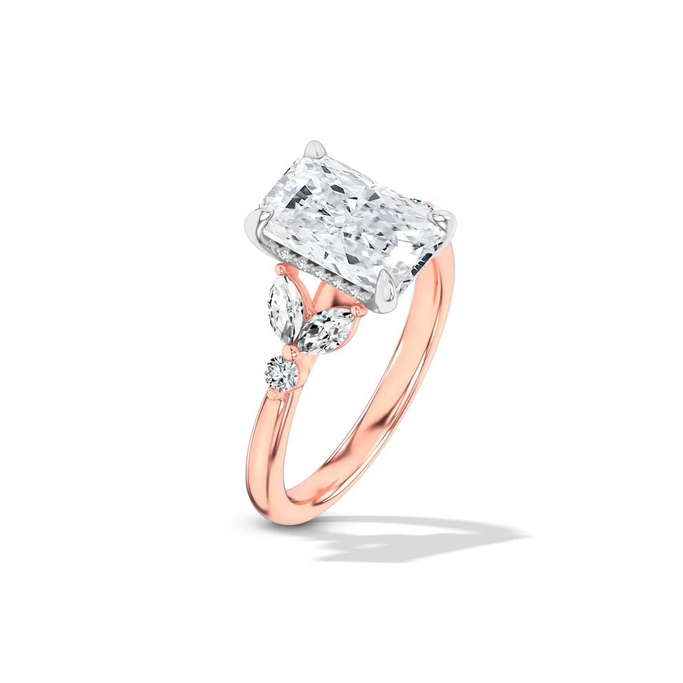 Lab Grown Diamond Radiant Hidden Halo Engagement Ring in 14K Rose Gold (4 ct. tw.) – Image 4 of 4