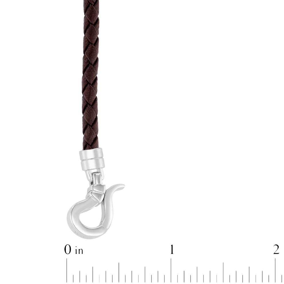 Men's Woven Leather Screw Bracelet in Sterling Silver and Vermeil, 8.5" – Image 3 of 3