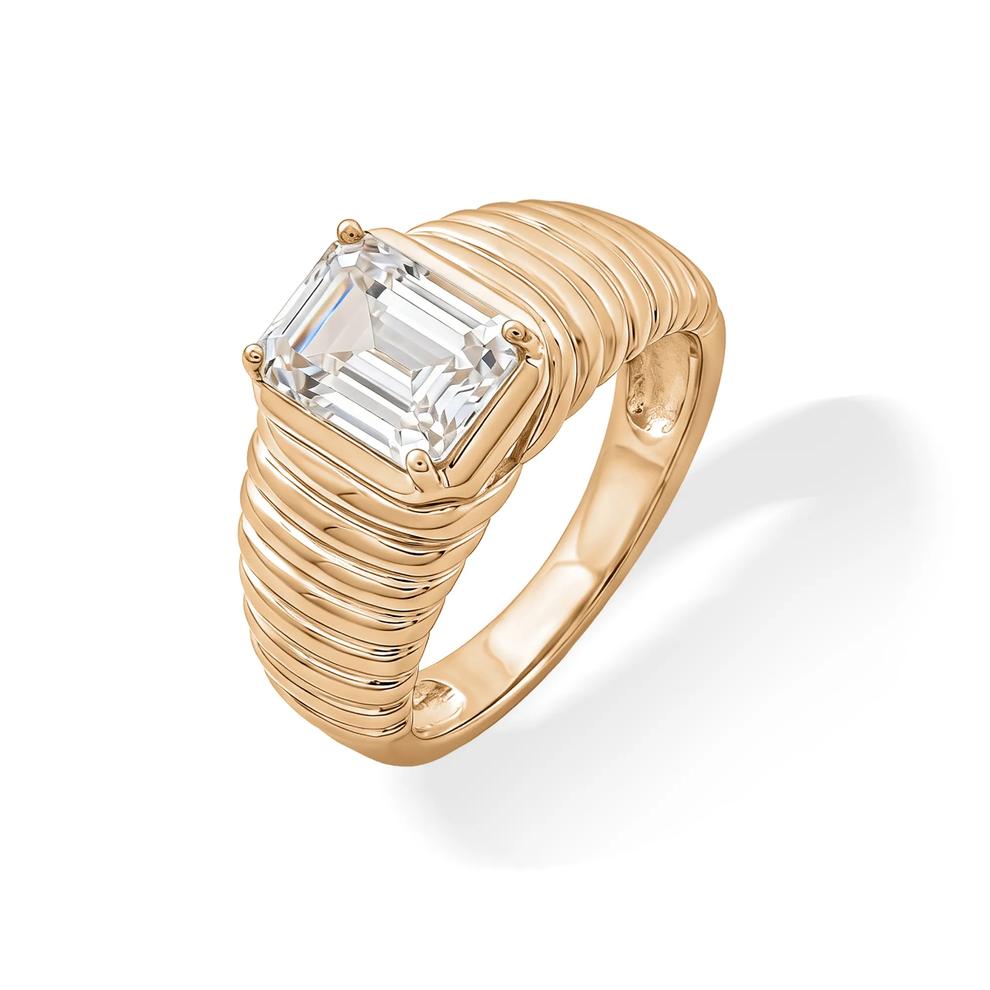 Lab-Created White Sapphire Octagon Ring in 14K Gold Vermeil – Image 4 of 4