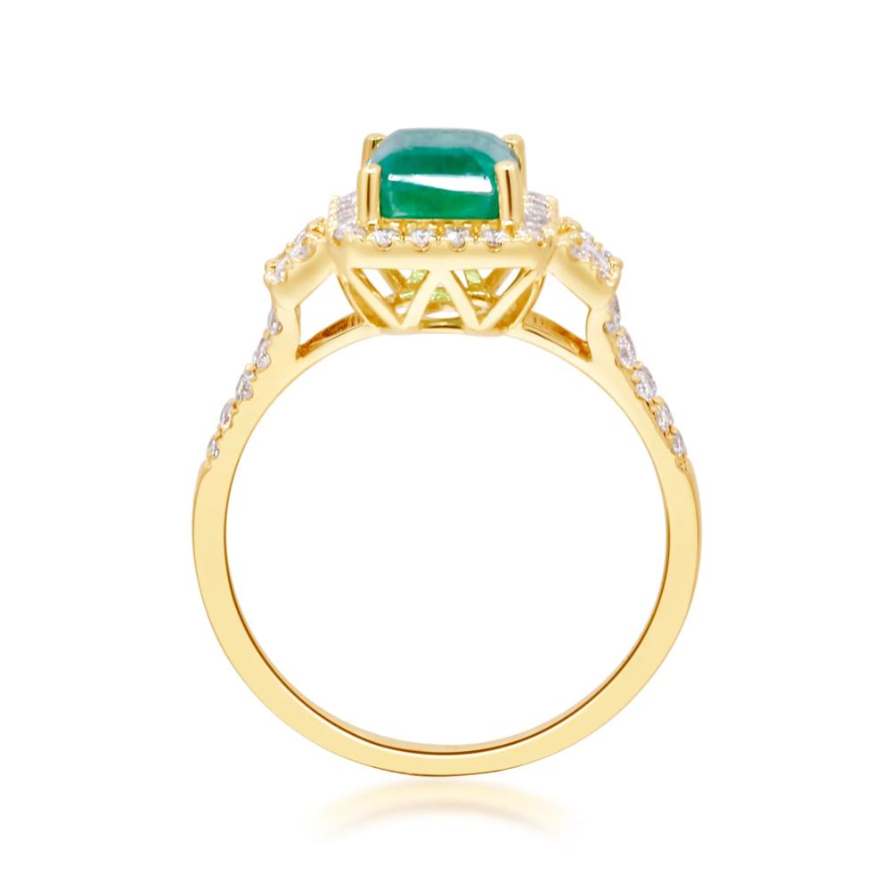 Limited Edition Emerald-Cut Emerald &amp; Diamond Ring in 14K Yellow Gold (1/2 ct. tw.) – Image 2 of 5
