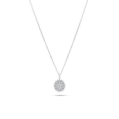 Lab Grown Diamond Double Halo Pendant Necklace in 10K White Gold (2 ct. tw.)