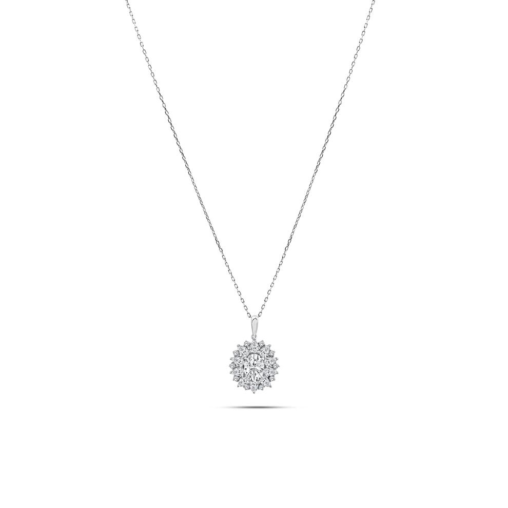 Lab Grown Diamond Double Halo Pendant Necklace in 10K White Gold (2 ct. tw.) – Image 1 of 4