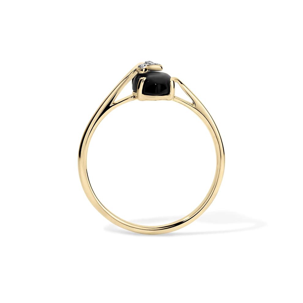Marquise Black Onyx &amp; Diamond Accent Ring in 10K Yellow Gold – Image 2 of 4