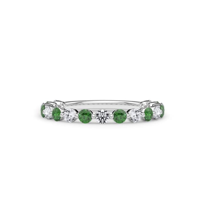 Lab Grown Diamond  &amp; Lab-Created Gemstone Half Eternity Anniversary Band in 14K Gold – Image 1 of 1