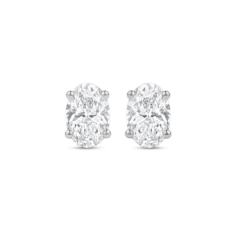Lab Grown Diamond Oval-Shaped Solitaire Stud Earrings in 14K White Gold &#40;3 ct. tw.&#41; – Image 2 of 3