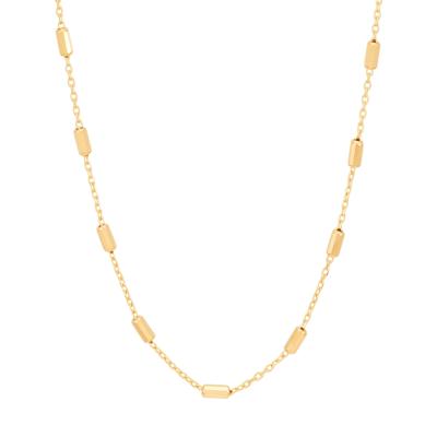 Elongated Station Bead Chain Necklace in 14K Yellow Gold