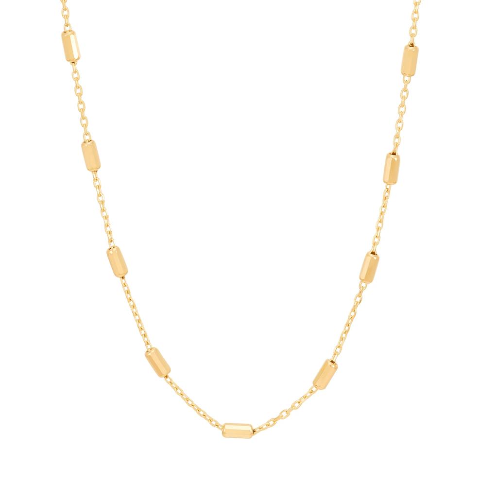 Elongated Station Bead Chain Necklace in 14K Yellow Gold – Image 1 of 3