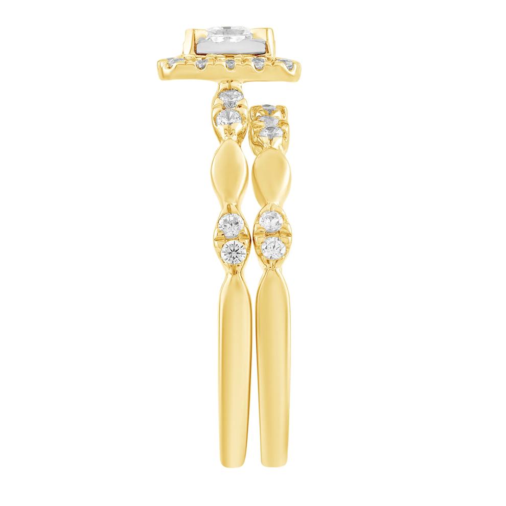 Diamond Princes-Cut Center Halo Engagement Ring in 10K Yellow Gold (1/2 ct. tw.) – Image 3 of 5