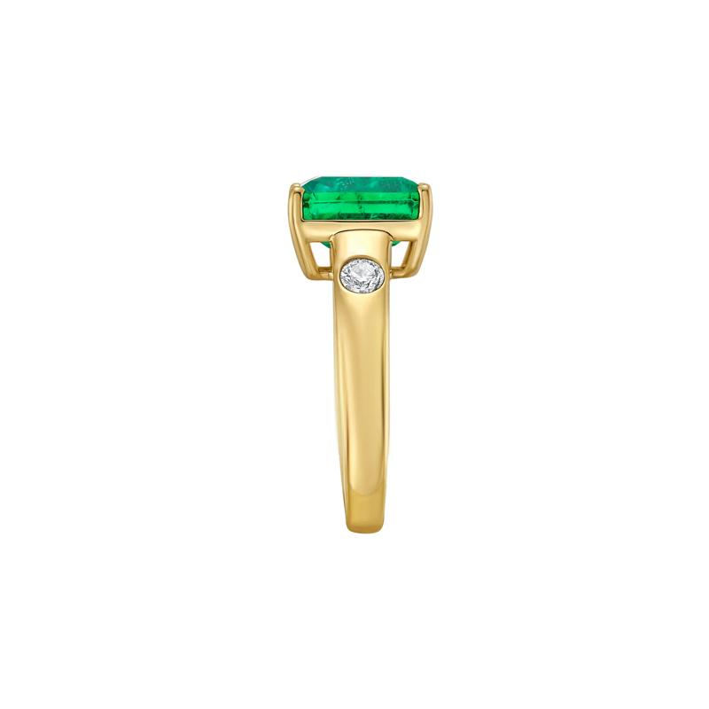 Emerald and Diamond Ring in 14K Yellow Gold &#40;1/5 ct. tw.&#41; – Image 2 of 4