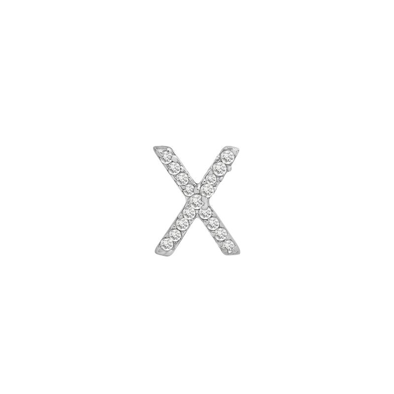 Single-Letter Stud Earring &ldquo;X&rdquo; with Diamond Accents in 10K Yellow Gold  – Image 1 of 2