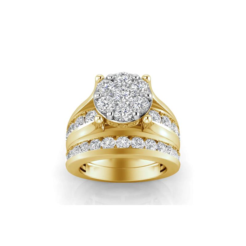 Lab Grown Multi-Diamond Engagement Ring Set in 10K Yellow Gold &#40;3 ct. tw.&#41; – Image 4 of 4