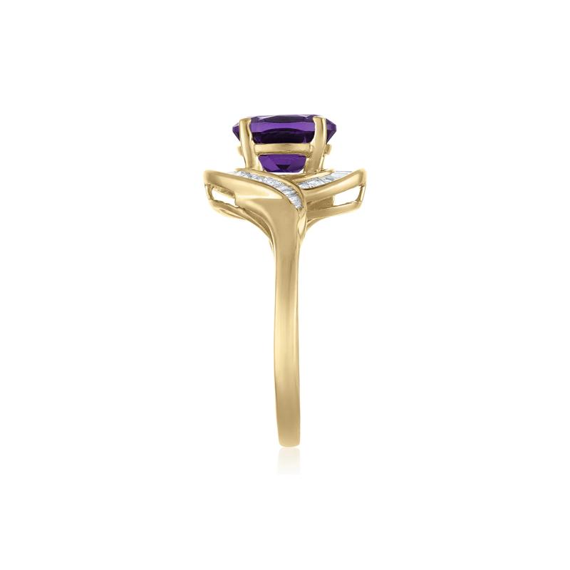 Amethyst and Diamond Halo Ring in 14K Yellow Gold &#40;1/4 ct. tw.&#41; – Image 3 of 3