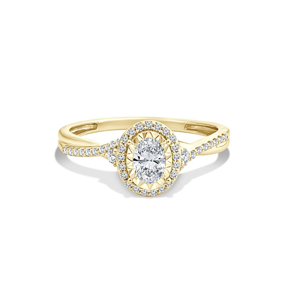 Lab Grown Diamond Oval Halo Center Twist-Shank Promise Ring in 10K Gold (1/2 ct. tw.) – Image 1 of 1