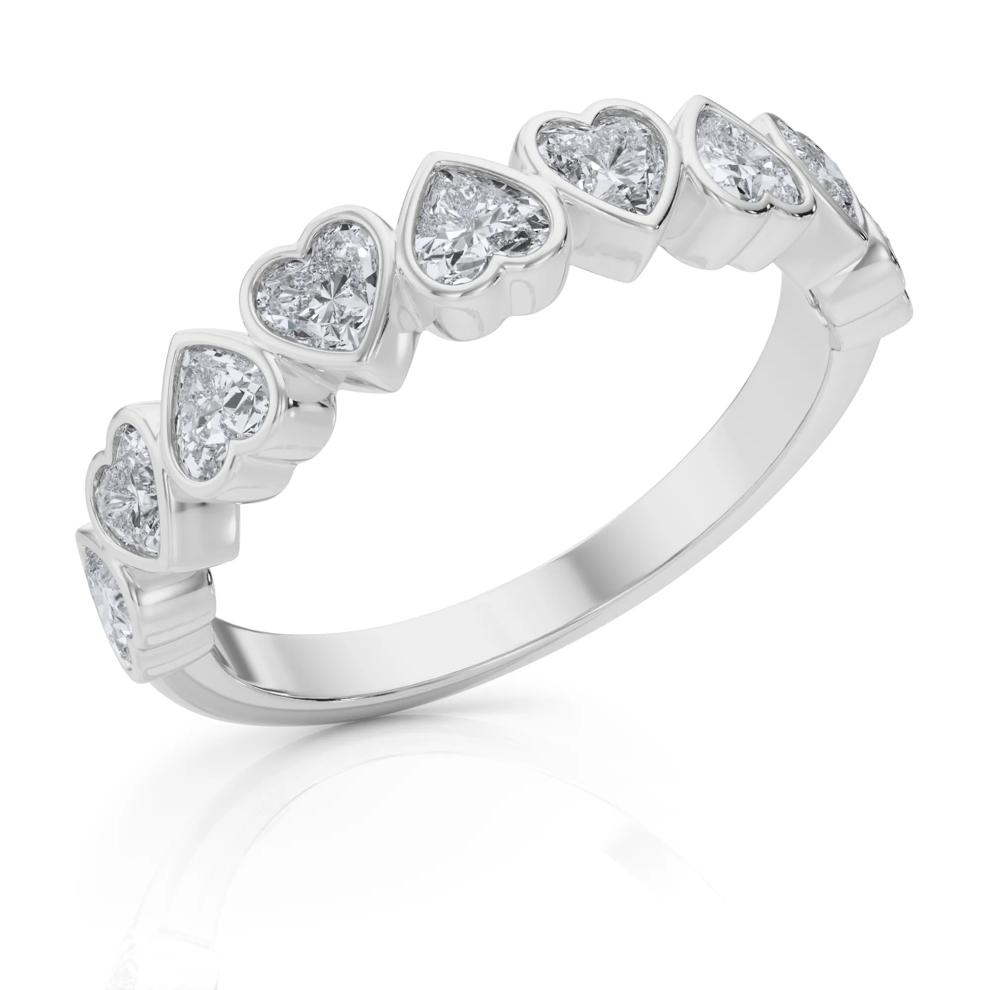 Lab Grown Diamond Heart Bezel Half Eternity Band in 14K White Gold (1 ct. tw.) – Image 5 of 5