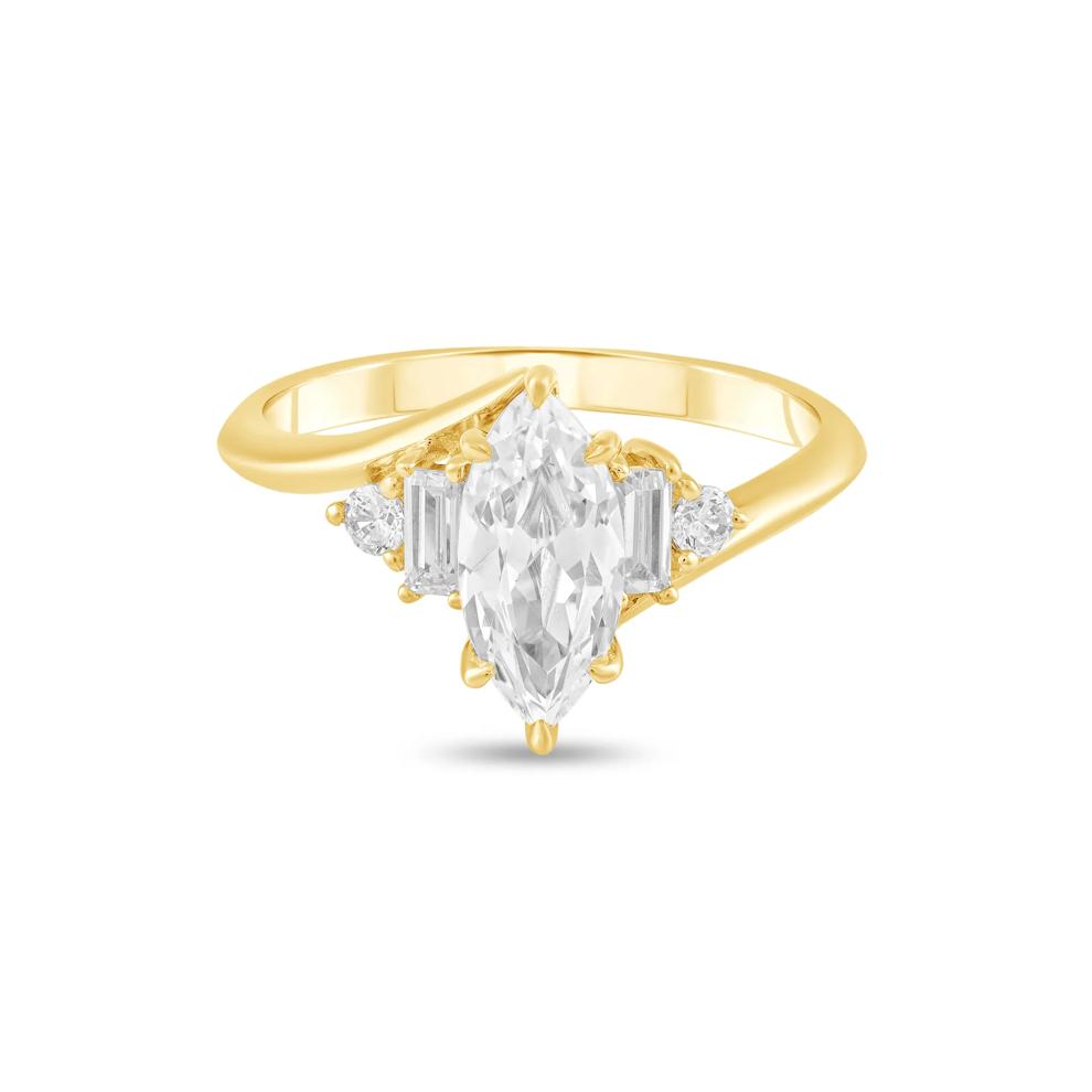 Lab Grown Diamond Marquise Center Engagement Ring in 10K Yellow Gold (1 1/4 ct. tw.) – Image 1 of 4