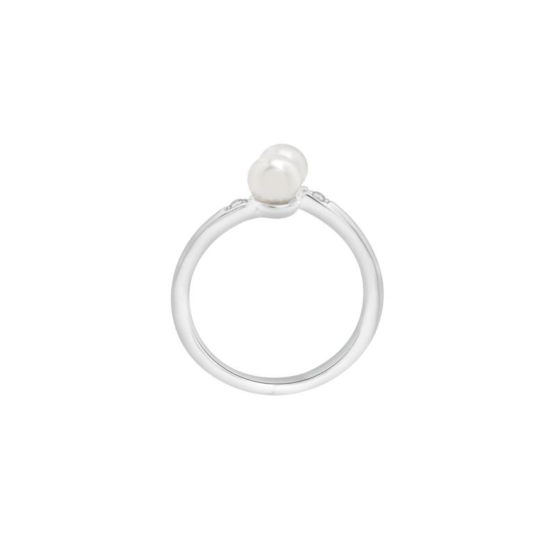 Freshwater Pearl and Diamond Accent Bypass Ring in Sterling Silver – Image 2 of 5