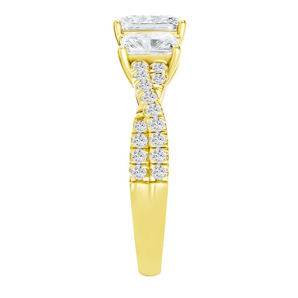 Diamond Radiant-Cut Three-Stone Engagement Ring in 18K Yellow Gold (1 3/4 ct. tw.) – Image 3 of 5