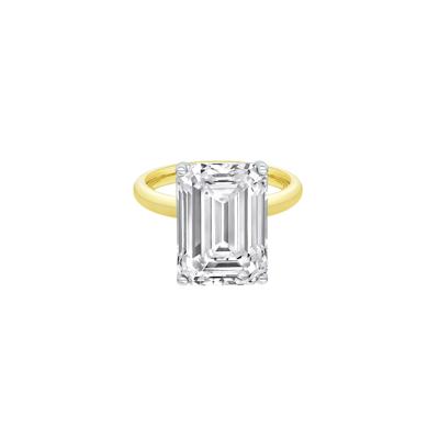 Lab Grown Diamond Emerald-Cut Solitaire Ring in 14K Yellow & White Gold (9 ct.)