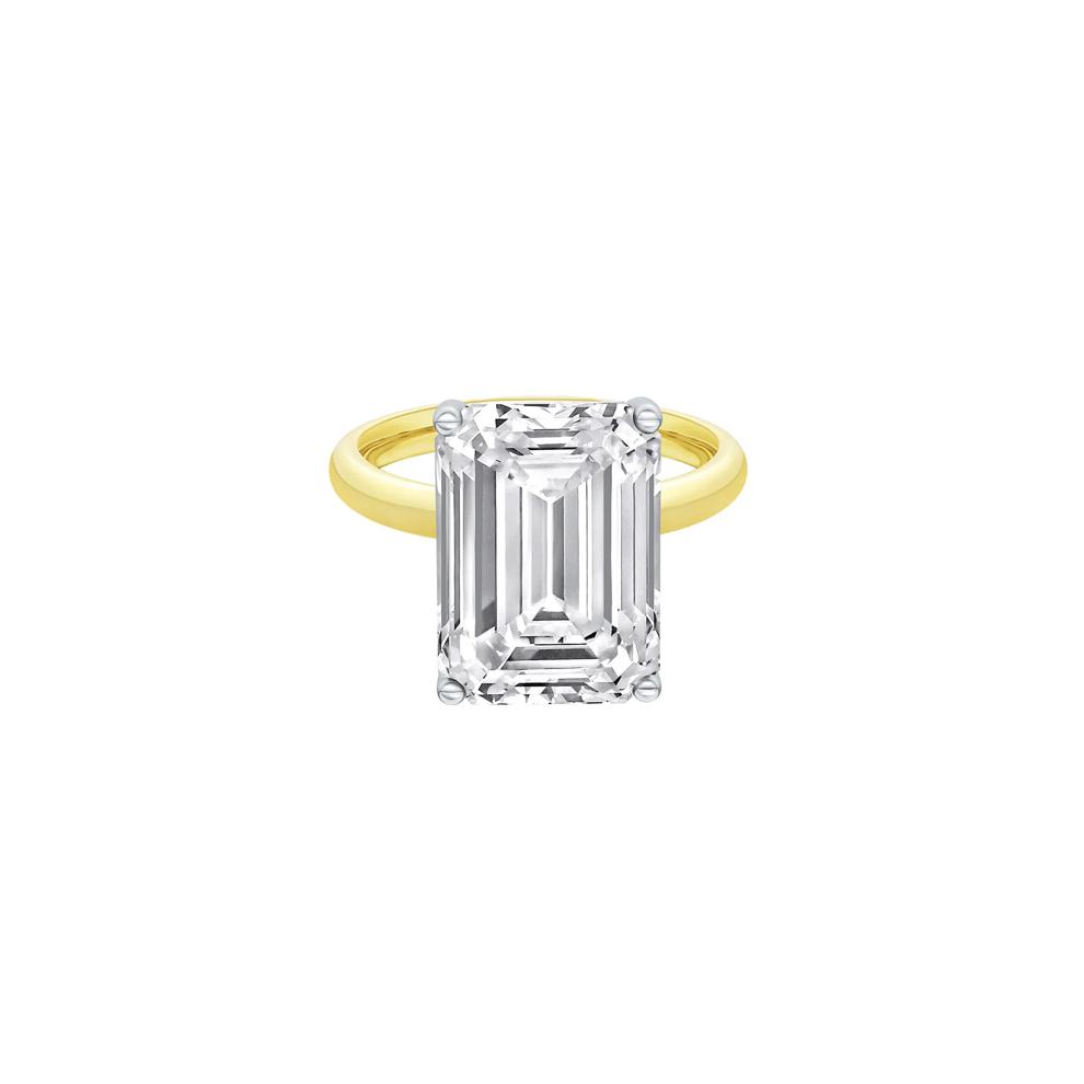 Lab Grown Diamond Emerald-Cut Solitaire Ring in 14K Yellow &amp; White Gold (9 ct.) – Image 1 of 4