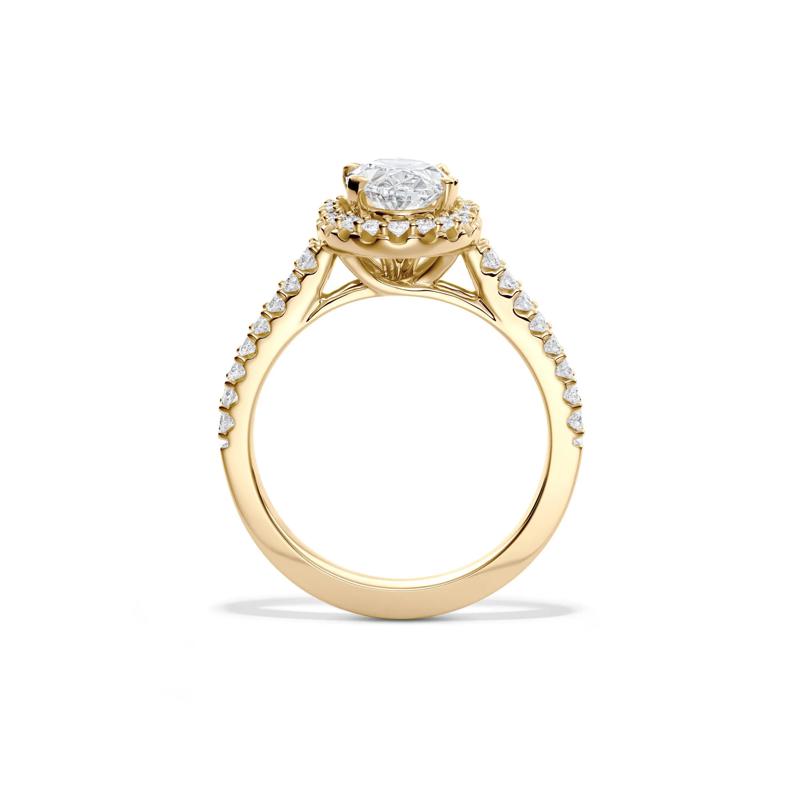 Lab Grown Diamond Oval Halo Engagement Ring in 14K Yellow Gold &#40;2 ct. tw.&#41; – Image 2 of 5