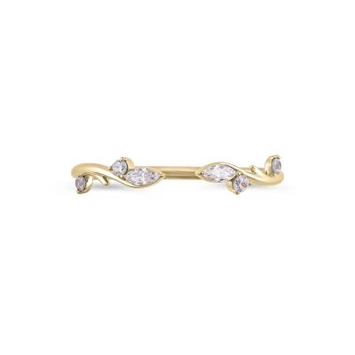 Lab Grown Diamond Round & Marquise Open Stacking Ring in 14K Yellow Gold (1/7 ct. tw.)