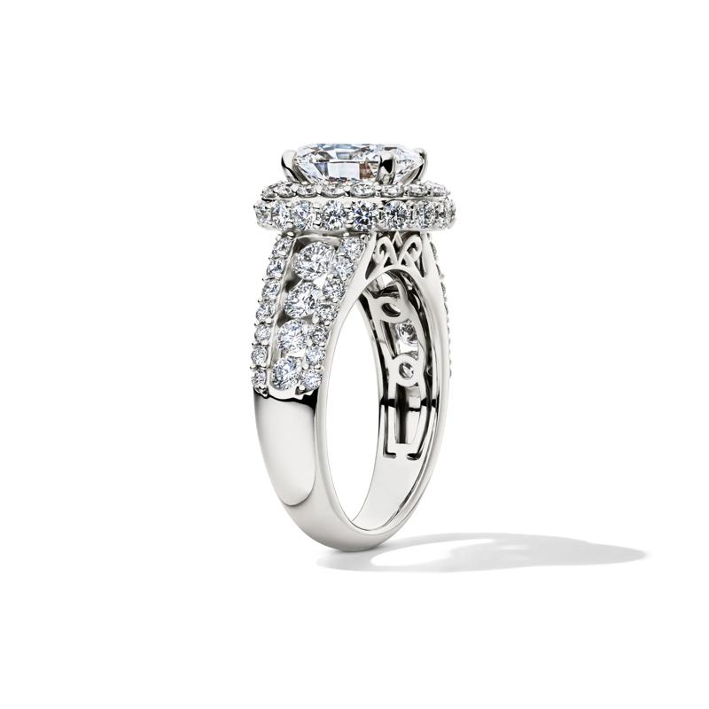 lab grown diamond oval engagement ring in 14k white gold &#40;4 ct. tw.&#41; – Image 3 of 5