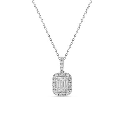 Diamond Baguette Center Pendant Necklace in 10K White Gold (1/3 ct. tw.)