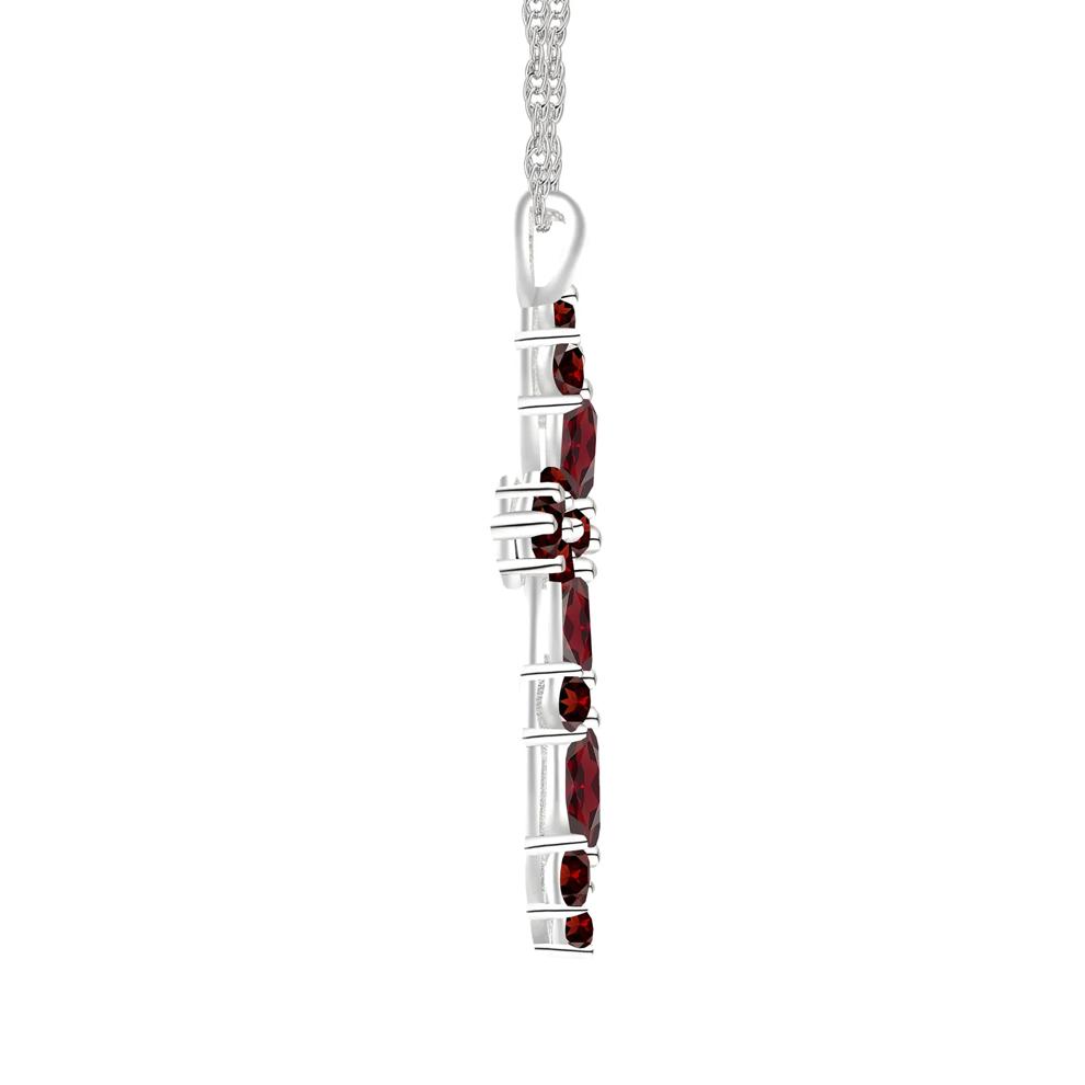 Garnet Cross Pendant in Sterling Silver – Image 2 of 3