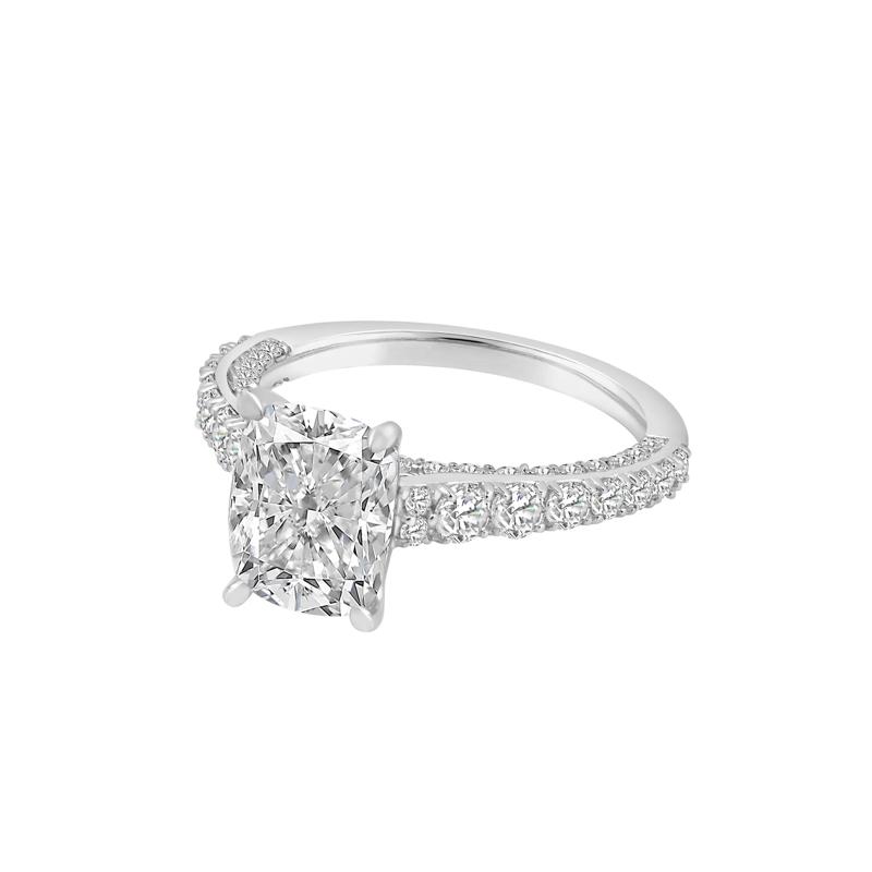 Lab Grown Diamond Elongated Cushion Engagement Ring in 14K White Gold (4 ct. tw.) – Image 4 of 4