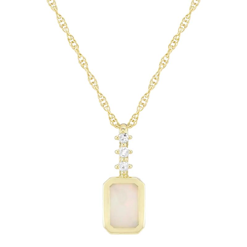 Opal and Diamond Accent Pendant in 10K Yellow Gold – Image 1 of 3