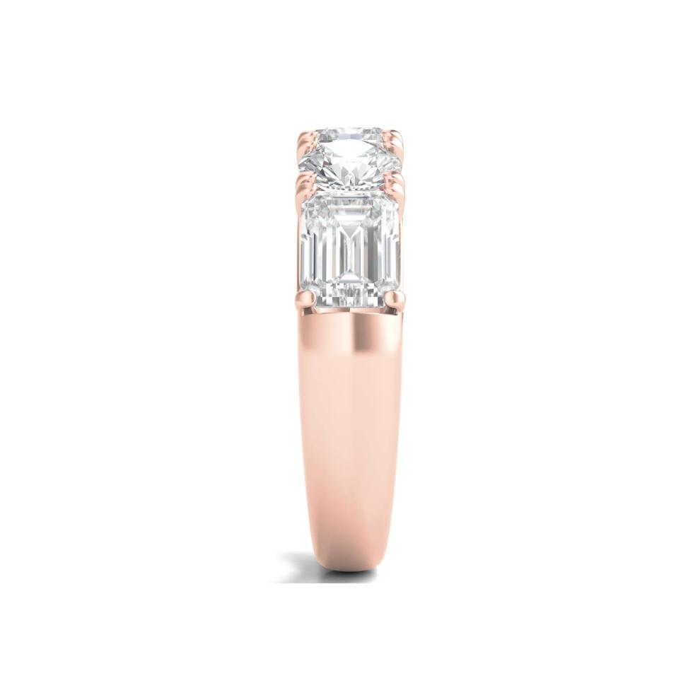 Round &amp; Emerald-Cut Lab Grown Diamond Five-Stone Band in 14K Rose Gold (4 ct. tw.) – Image 3 of 3
