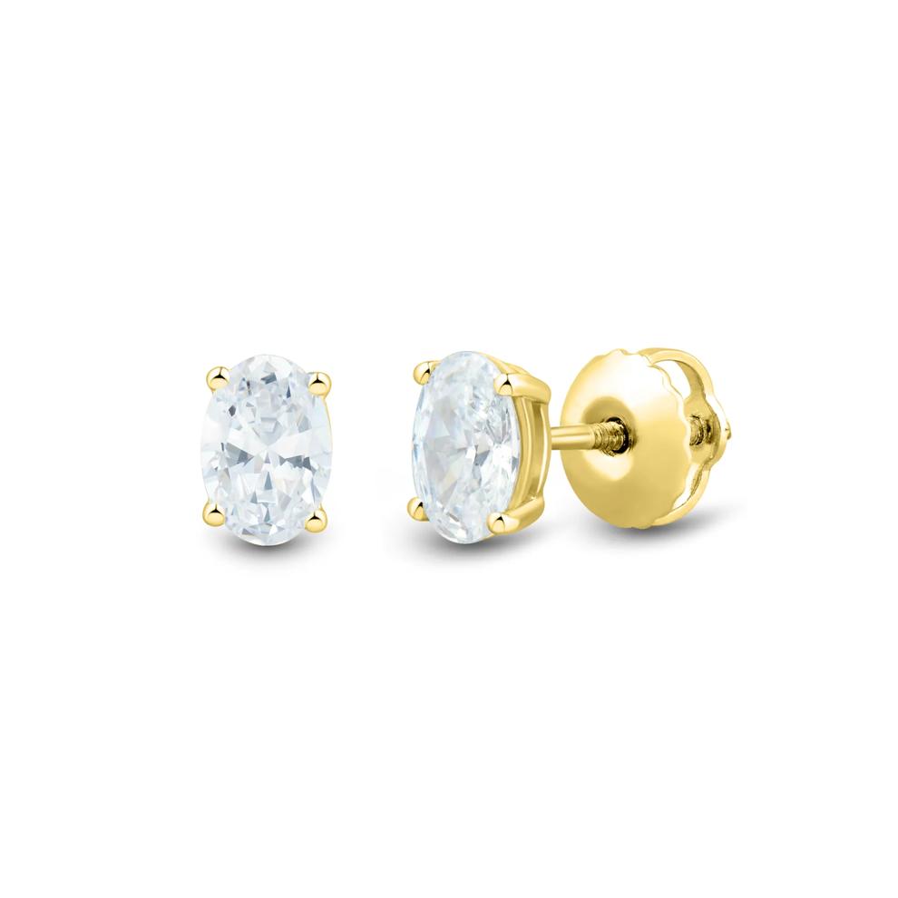 Lab Grown Diamond Oval Stud Earrings in 14K Yellow Gold (1 ct. tw.) – Image 1 of 3