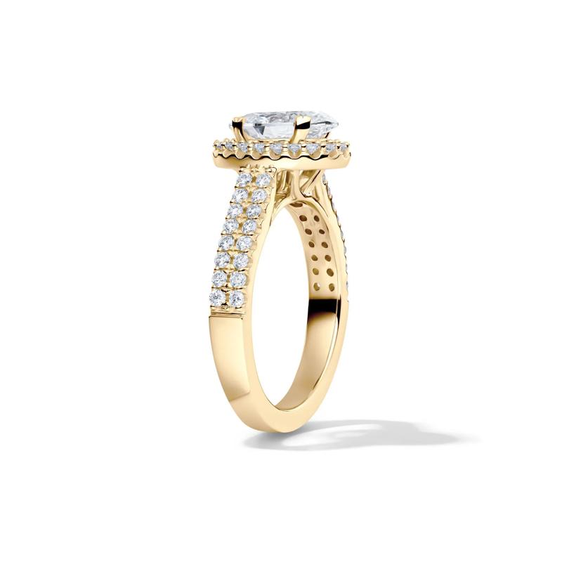 Lab Grown Diamond Oval Halo Engagement Ring in 14K Yellow Gold &#40;2 ct. tw.&#41; – Image 3 of 5