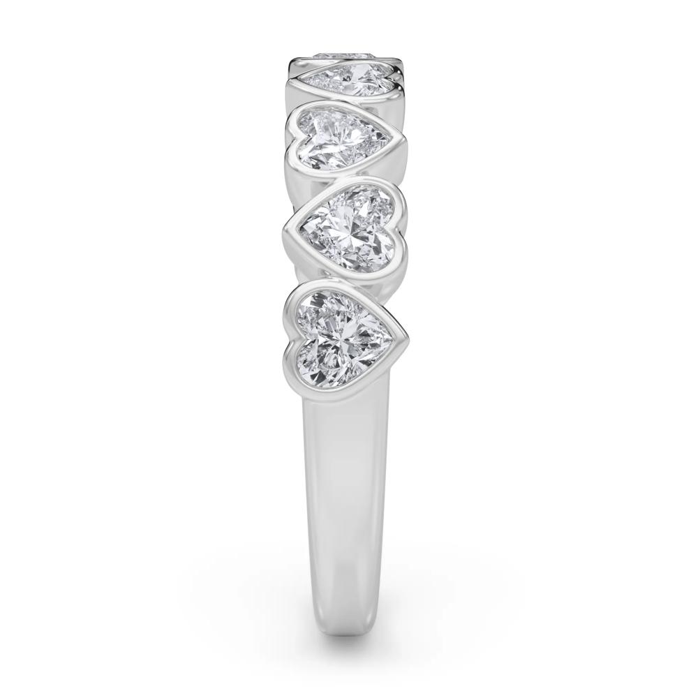 Lab Grown Diamond Heart Bezel Half Eternity Band in 14K White Gold (1 ct. tw.) – Image 3 of 5