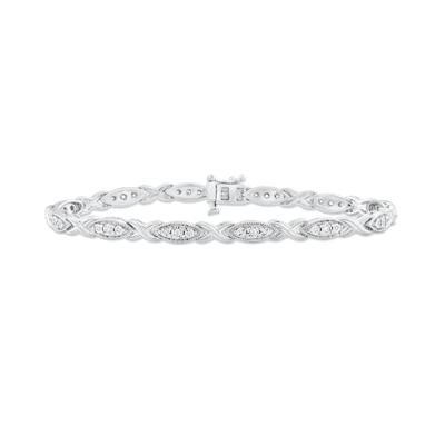 Diamond X Cross Bracelet in Sterling Silver, 7.5" (1/4 ct. tw.)