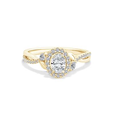 Diamond Oval Engagement Ring in 14K Yellow Gold (5/8 ct. tw.)