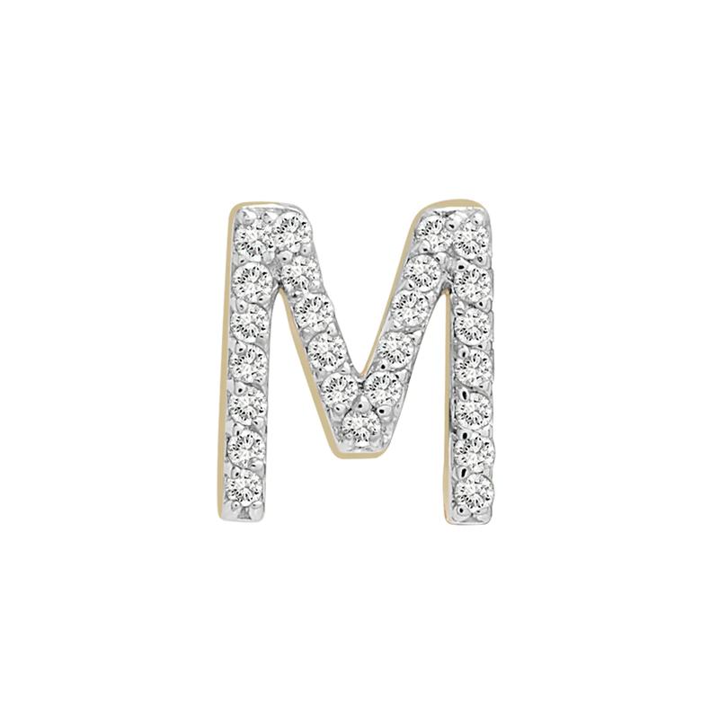 Single-Letter Stud Earring &ldquo;M&rdquo; with Diamond Accents in 10K Yellow Gold – Image 1 of 2