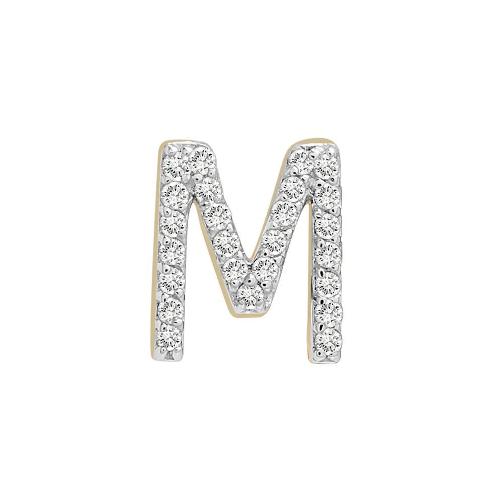 Single-Letter Stud Earring &ldquo;M&rdquo; with Diamond Accents in 10K Yellow Gold – Image 1 of 2