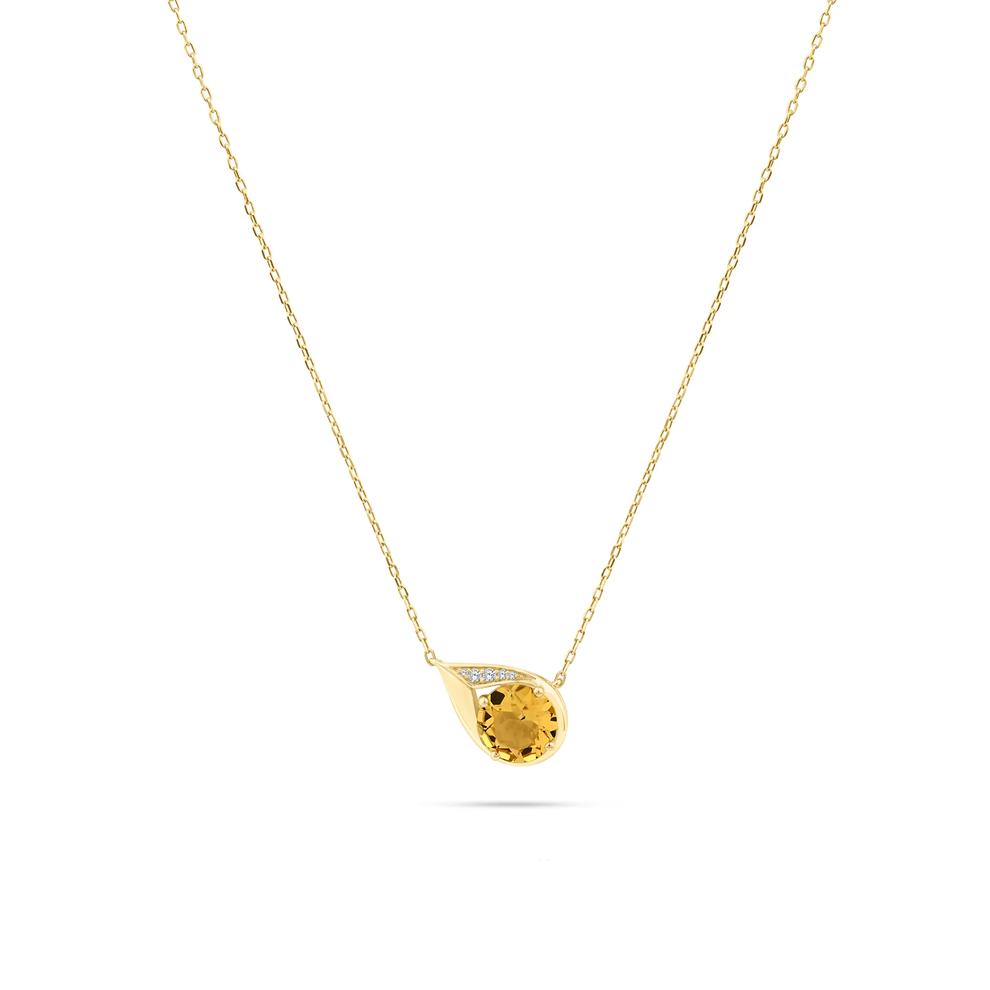 Citrine &amp; Diamond Accent Pendant Necklace in 10K Yellow Gold – Image 1 of 4