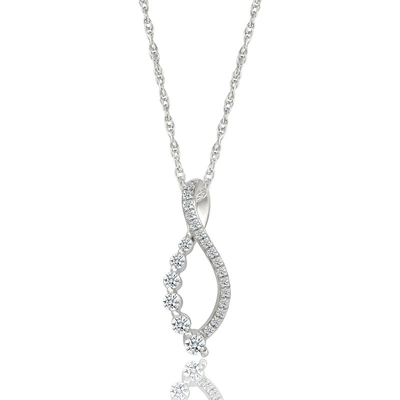 Diamond Pendant in 10K White Gold &#40;1/3 ct. tw.&#41; – Image 1 of 3