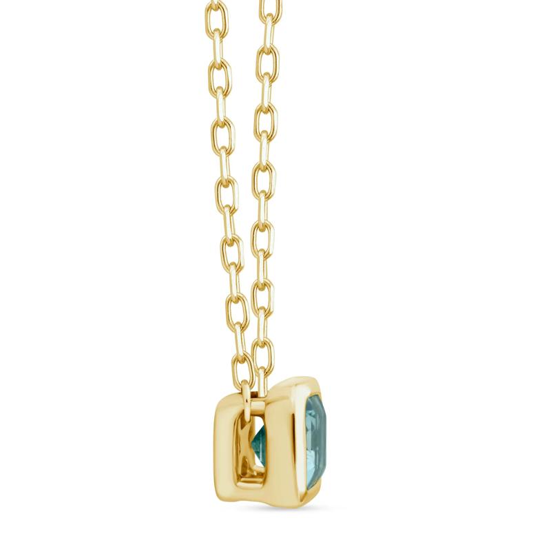 Emerald-Cut Aquamarine Necklace in 10K Yellow Gold – Image 2 of 4